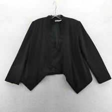 Eliza J Blazer Jacket Womens Medium Open Front Black Draped Asymmetric Polyester