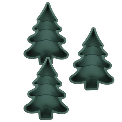 3Pcs Oven Safe Silicone Holiday Cake Mold Green Tree Shape Nonstick Baking Pan