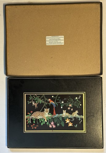 Boxed Set of 4 Lynn Chase Jaguar Jungle Placemats 15.5" X 11.5" Unused ExCo - Picture 2 of 12