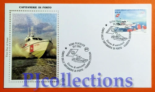 C100-ITALY 2001 PORT CAPTAINCIES ENVELOPE 1ST DAY FDC WATERMARK GOLD
