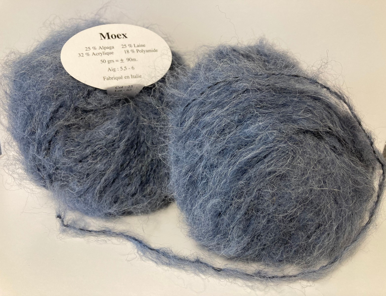 Laine ALPAGA bleu jeans 23 anti-picotement lot de 10 pelotes pour tricot doux