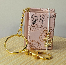 Handmade Pink Floral Mini Journal Keychain | One-of-a-Kind