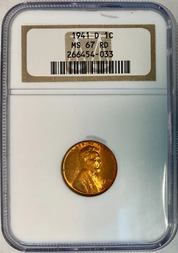 1941-D Lincoln Cent (Wheat Penny), NGC MS-67 RD