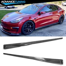Fits 17-25 Tesla Model 3 Carbon Fiber Print Side Skirt Extension Rocker Panel