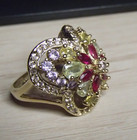 SETA Sterling Ring Gemstones & Butterfly Floral Gold Plated — photo 4