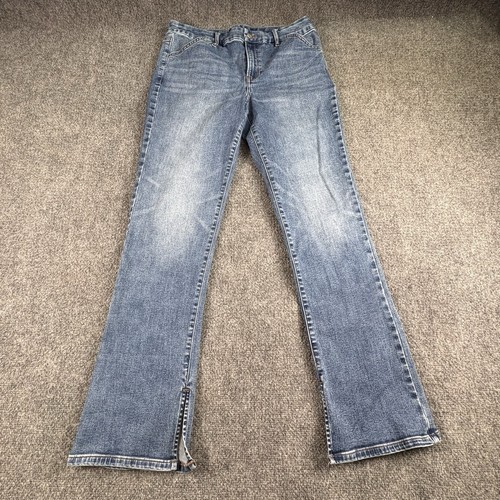 Express Skyscraper Jeans Women’s L Blue Flare Stretch Y2K Festival Boho Western