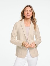 Stretch Linen Blazer at Talbots, NWT 169, color OAT, all size