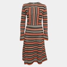 M Missoni Multicolor Stripe Patterned Knit Midi Dress L