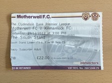 MOTHERWELL VS KILMARNOCK 2012 FIR PARK SCOTTISH PREMIERSHIP FOOTBALL TICKET