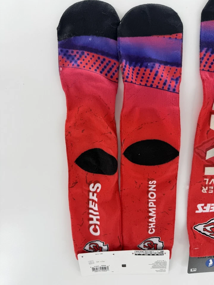 Kansas City Chiefs Super Bowl LVIII Champs Socks 2 Pairs Large Mens 10-13 - Image 2 of 4