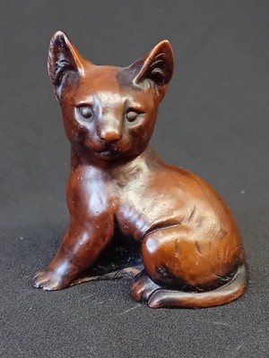 Priory Castings Bronzed Resin  'Pussycat' Figurine. 3.75'' Tall. 3.25'' Wide. GC.