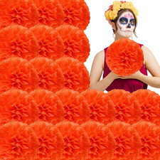 20 Pcs 12 Inches Jumbo Artificial Marigold Garlands Large Orange Flowers