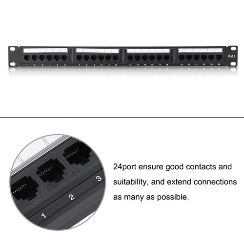 LAN Network Adapter CAT6 24 Port Patch Panel Rack Cable Wall Mounted Bracket NEW - Zdjęcie 2 z 12