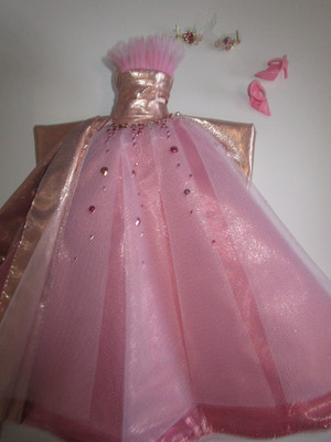 Barbie Doll Fashion Pink Rose Gold Gown Pumps Mattel Model Muse Mattel Collector