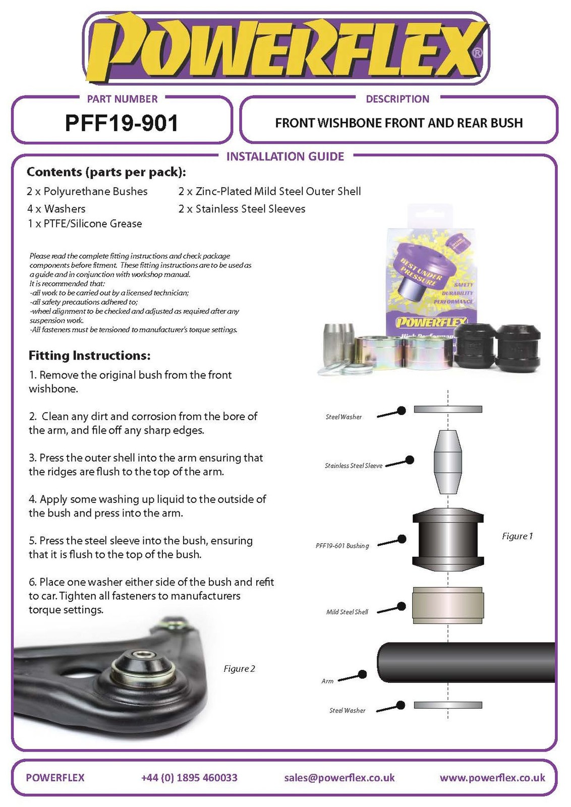 PFF19-901BLK Powerflex Black Front Wishbone Front Bushes 47mm