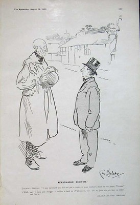 Original alter antiker Druck 1905 Zeichnung Belcher Mann Landredakteur Komödie 20.
