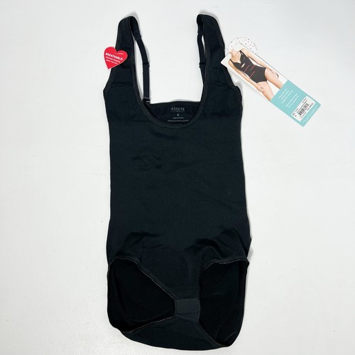 Assets by Spanx Shapewear Damen kleiner schwarzer formender offener Brust Höschen Body