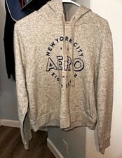 A ropostale Gray Pullover Hoodie Size XL NYC Graphic Logo Pockets