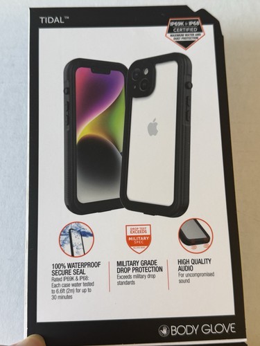 TWO PACK Body Glove Tidal Waterproof Phone Case for iPhone 14 - Black/Clear - Picture 5 of 9