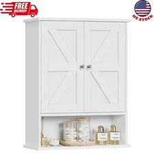 Bathroom Wall Cabinet,Over The Toilet Space Saver Storage Cabinet with Barn Door