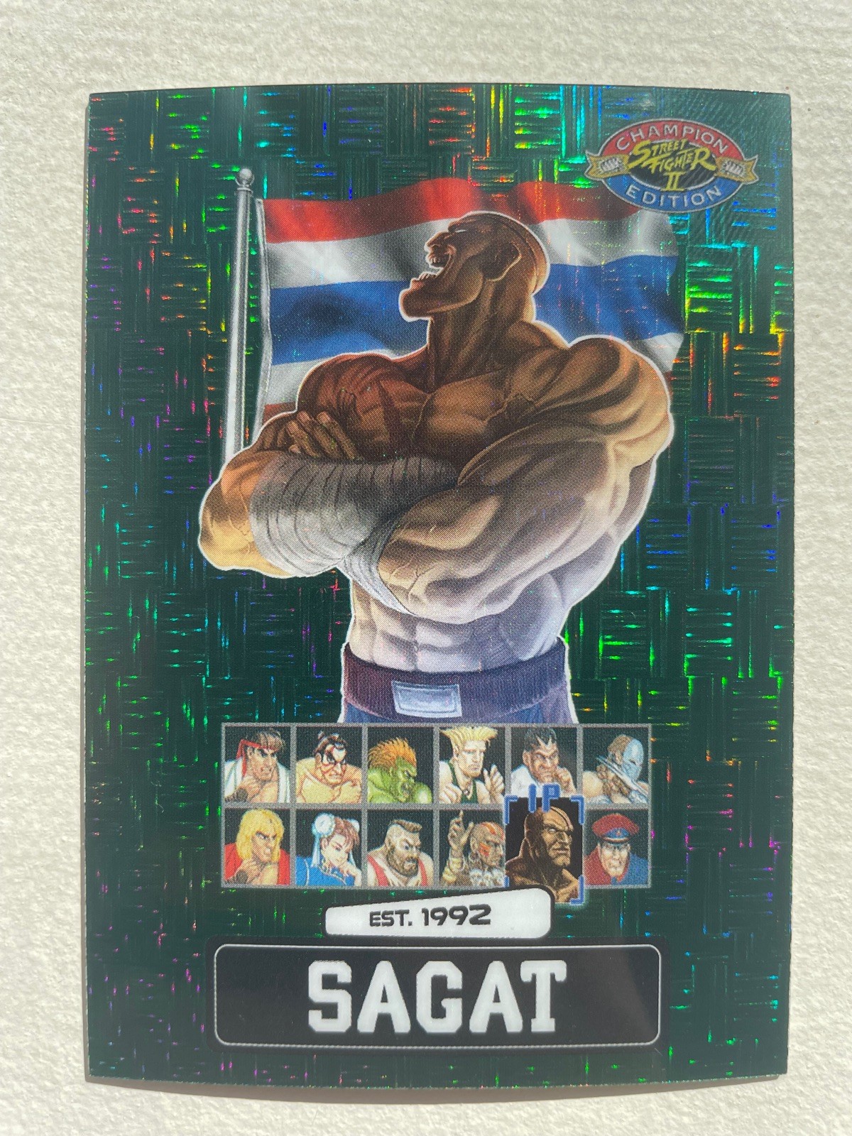 Street Fighter 2:  Champion Edition PSA Promo Card SAGAT Green Parallel  /100