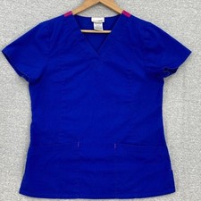 Scrubstar Scrub Top Womens Small Blue Nursing Vet Medical Uniform Short Sleeve