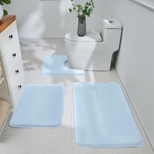 HUXMEYSON 3 Piece Bathroom Rug Set, Soft Velvet Memory Foam Bath Mats, Quick Dry