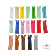 Pack Of 19 Super Tiny Micro Zippers for Sewing Doll Clothes, 2” Length, Assorted