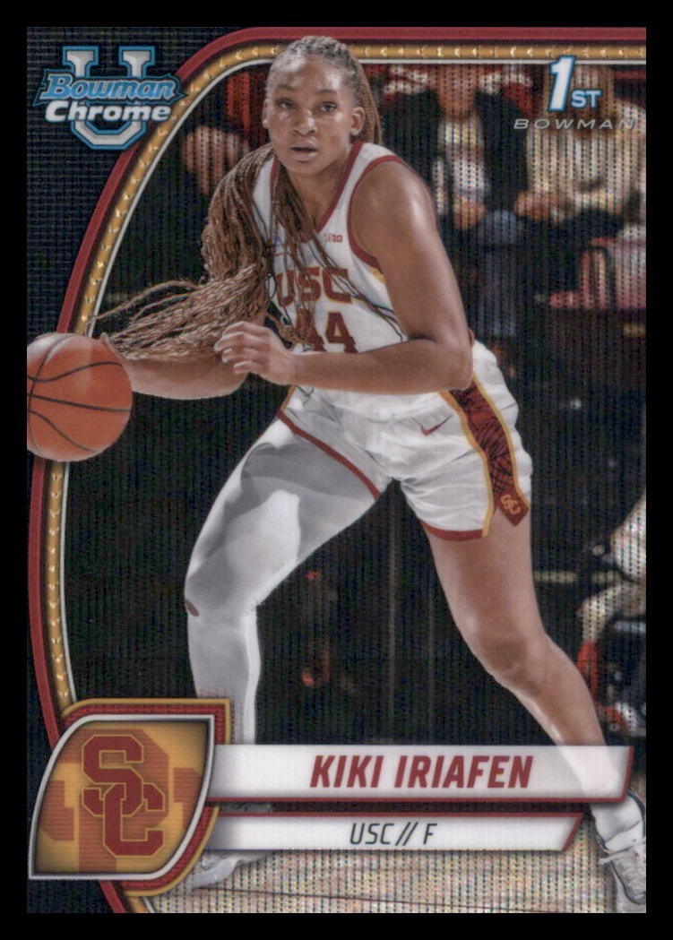 2024-25 Bowman University Chrome #47 Kiki Iriafen Black Wave Refractor