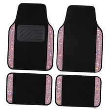 Shining Rhinestones Floor Mats for Cars, Sparkly Glitter Crystal Car PINK