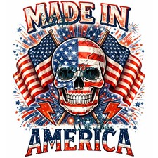 Sublimation Print Made In America Flag Skull Ready To Press Sublimation Transfer