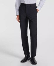 HUGO by Hugo Boss Men's Modern-Fit Solid Wool Suit Pants Black 36W 31L Unhemmed