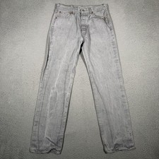 Levis Jeans Mens 30x33 Gray 501 Straight Fit Button Fly Denim Preppy Pockets