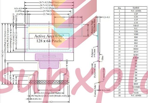 0.96" 128X64 12864 White OLED LED COG Display Module LCD Screen Panel NEW - Picture 4 of 5