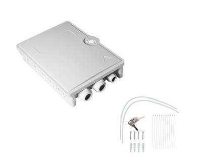 helos FTTH-Hausanschlussbox für max. 24 Fasern, 6x LC/QD oder SC/DX