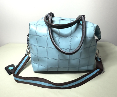 Gabs Tasche Schultertasche blau türkis Patchwork Leder groß wandelbar - Bild 15 von 24