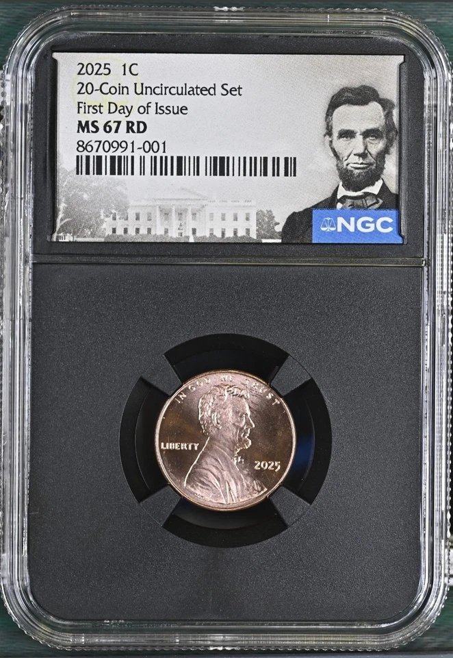 2025 P & D Lincoln SHIELD 1c Cent 2 Coin Set NGC MS67 RD FIRST DAY Issue FDI % - Image 2 of 4