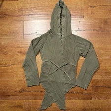 Rick Owens Slab Hoodie Sweater Womens M Olive Green Robe Kimono Avant Garde Alt