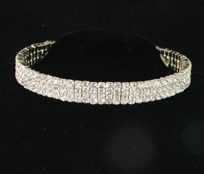 3-ROW CLEAR AUSTRIAN RHINESTONE CRYSTAL CHOKER NECKLACE PARTY BRIDAL PROM N1257G