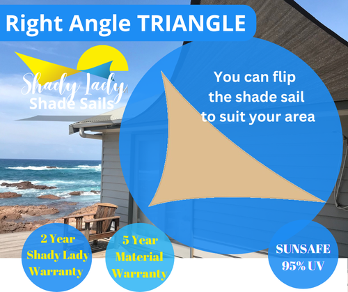 95% UV 3X3X4.24m Shade Sail Right Angle Triangle SAND 280gsm 3 x 3 x 4.24m 5YR - Picture 3 of 21
