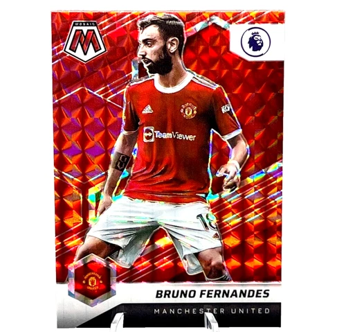 2021-22 Panini Mosaic Premier League Red Mosaic Prizm Bruno Fernandes #141