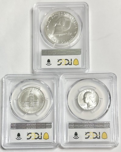 1976 S Silver Set PCGS Graded MS 67 Complete Uncirculated 3 Coin Set $1 50c 25c - Picture 8 of 12