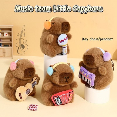 Cute Band Capybara Plush Toy Keychain Creative Backpack Decoration Birthday Gift