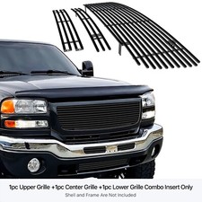 For 2003-2006 Gmc Sierra 15002500hd3500 Stainless Black Billet Grille Combo