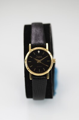 Sheffield Uhr Damen Gold Edelstahl Leder Schwarz Batterie Wr Quarz