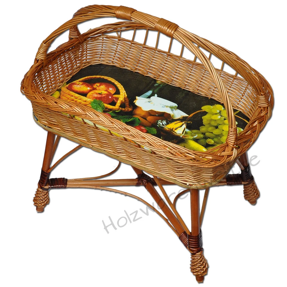Weidentablett Tablettkorb Korbtablett Tablett mit Füßen Weide Serviertablett - Bild 3 von 3