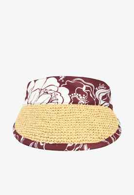 NWT Valentino Visor (57) NWOT VALENTINO GARAVANI FLORAL PRINT SATIN-TRIMMED WOVEN  main image 3