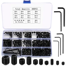 Set Screws Assortment Kit, 400 Pcs M3/M4/M5/M6/M8 Allen Head Hex Socket Grub Scr