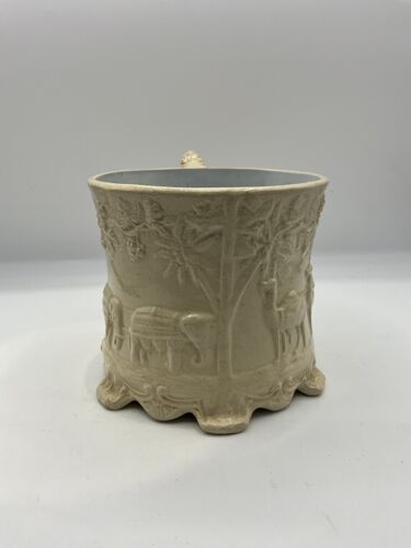 Antique Victorian Drab Ware Relief Moulded Pot (S) - Picture 9 of 24