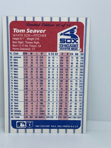 1986 Fleer League Leaders Baseball Cards (Discounts) B3 - Picture 76 of 84